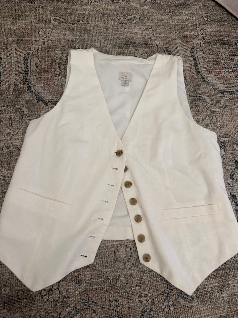 A new day small white linen vest top